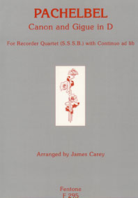 Canon And Gigue / Pachelbel - Quatuor (S.S.S.B.) De Flûtes A Bec Avec Piano Ad Lib