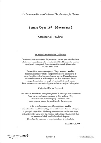Sonate Op. 167 - Mvt 2 (SAINT-SAENS CAMILLE)