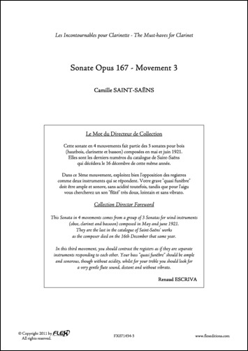 Sonate Op. 167 - Mvt 3 (SAINT-SAENS CAMILLE)