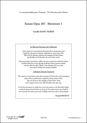Sonate Op. 167 (SAINT-SAENS CAMILLE)