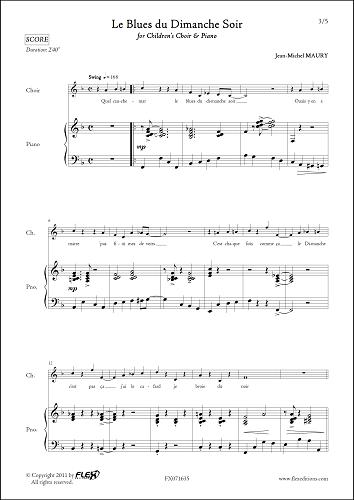 Le Blues Du Dimanche Soir - Reduction Piano (MAURY JEAN-MICHEL)