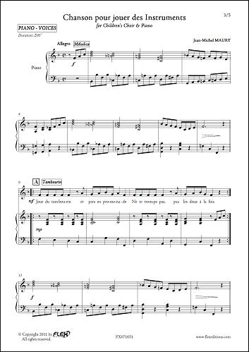 Chanson Pour Jouer Des Instruments - Reduction Piano (MAURY JEAN-MICHEL)