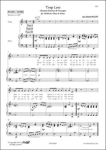 Trop Lent - Reduction Piano (MAURY JEAN-MICHEL)