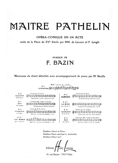 Maître Pathelin #5 Romance (BAZIN FRANCOIS)