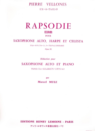 Rhapsodie Op. 92 (VELLONES PIERRE)