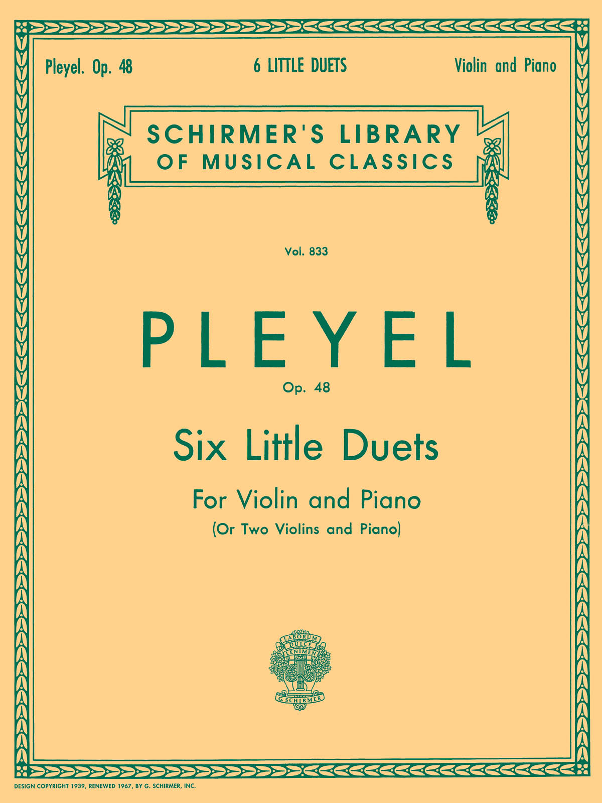 Pleyel 6 Little Duets For Violin And Piano Op. 48