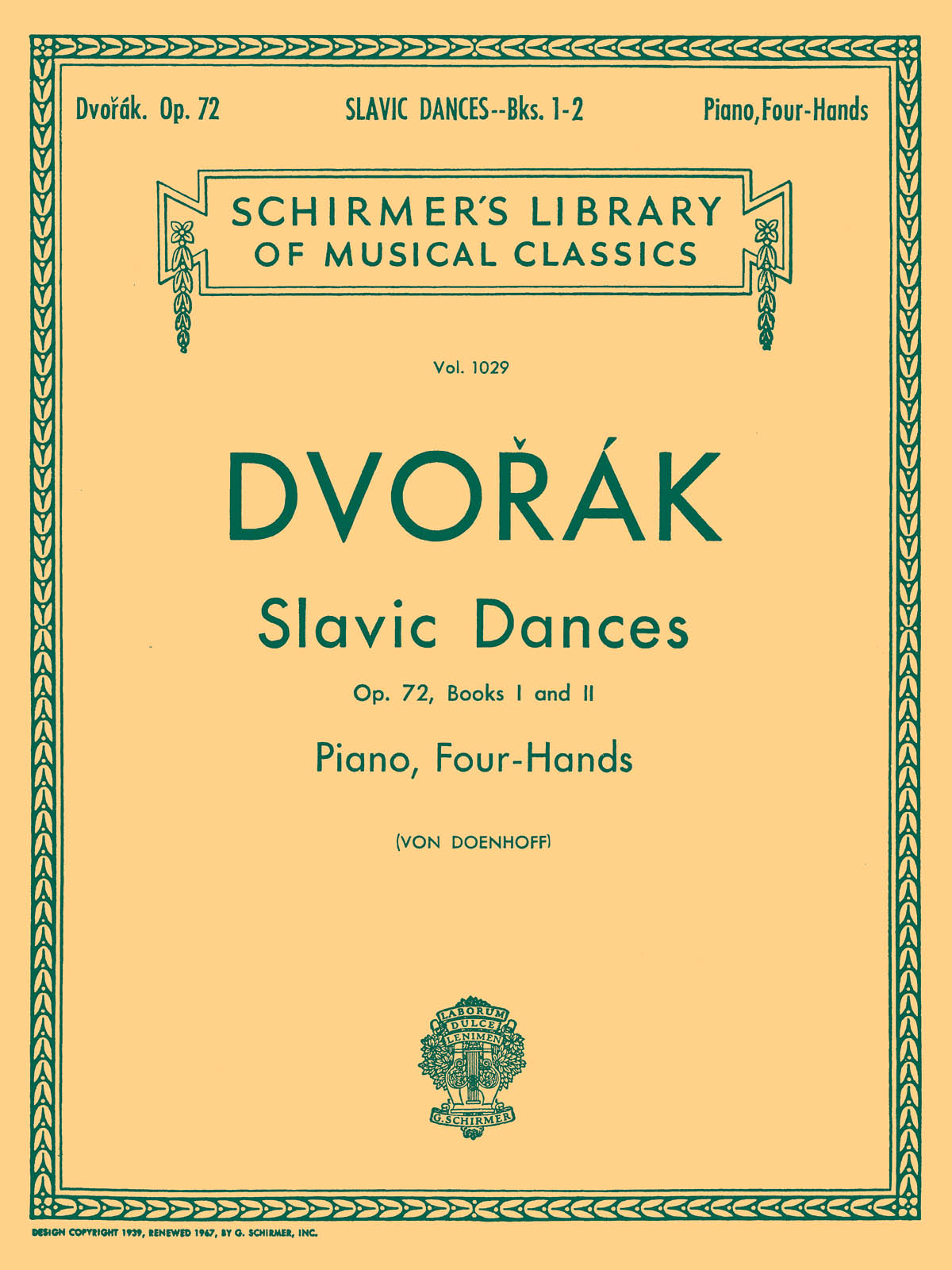 Dvorak Slavonic Dances Op. 72 Books 1 And 2 Piano Four Hands