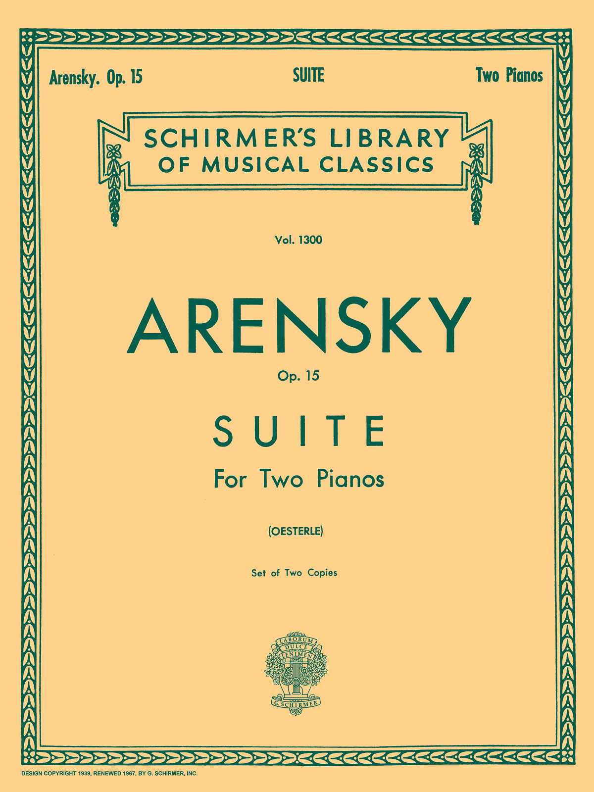 Arensky Suite For Two Pianos