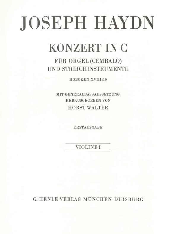 Concerto For Organ (Harpsichord) With String Instruments C Major Hob. XVIII:10 (First Edition)