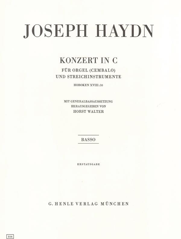 Concerto For Organ (Harpsichord) With String Instruments C Major Hob. XVIII:10 (First Edition)