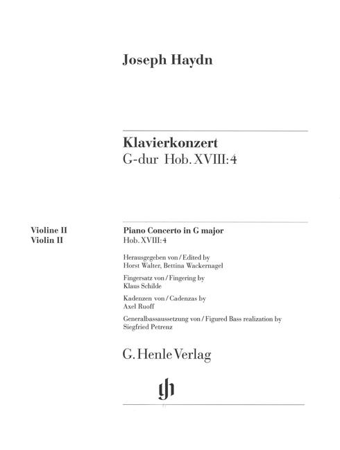 Concerto For Piano (Harpsichord) And Orchestra G Major Hob. XVIII:4
