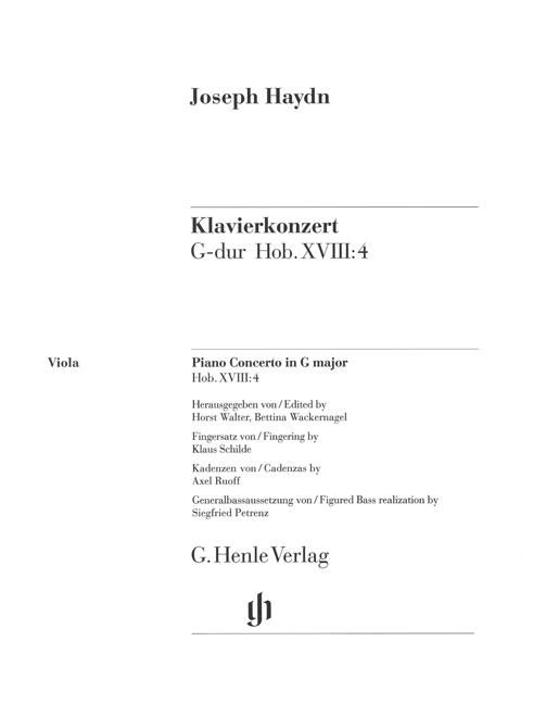 Concerto For Piano (Harpsichord) And Orchestra G Major Hob. XVIII:4