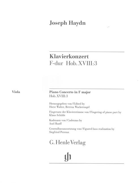 Concerto For Piano (Harpsichord) And Orchestra F Major Hob. XVIII:3