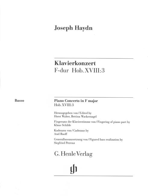 Concerto For Piano (Harpsichord) And Orchestra F Major Hob. XVIII:3