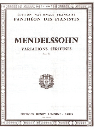 Variations Sérieuses Op. 54 (MENDELSSOHN-BARTHOLDY FELIX)