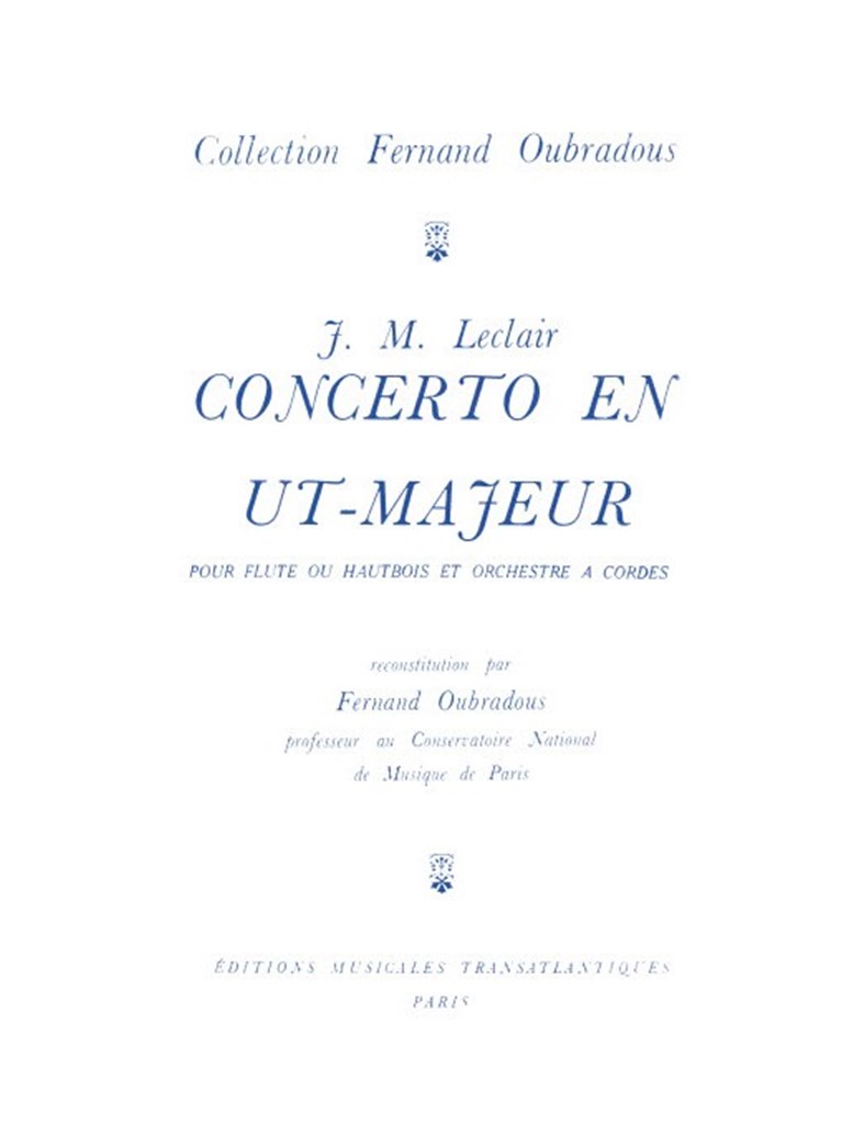Concerto En Ut Majeur (Flûte Ou Hautbois Et Orchestre (LECLAIR)