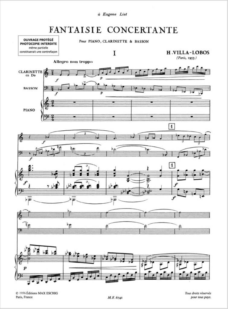Villa-Lobos Fantaisie Concertante Cl/Basson/Piano (VILLA-LOBOS HEITOR)