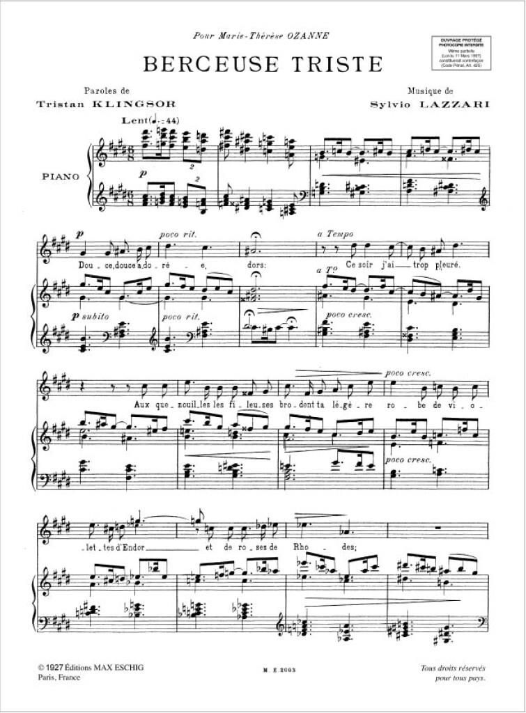 Berceuse Triste Chant/Piano