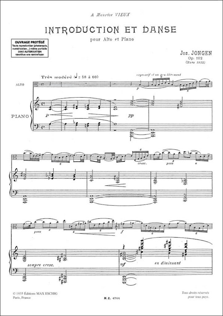 Introduction Et Danse Op. 102 Alto/Piano (1935