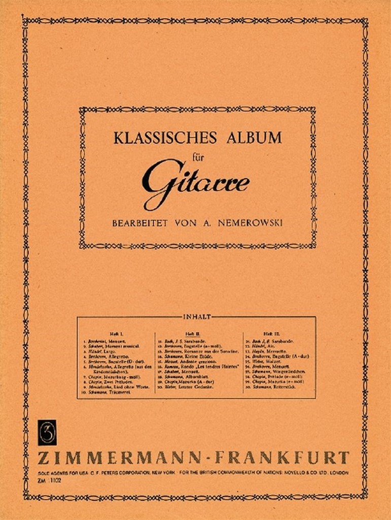 Album Classique Pour Guitare Solo, Cahier #1