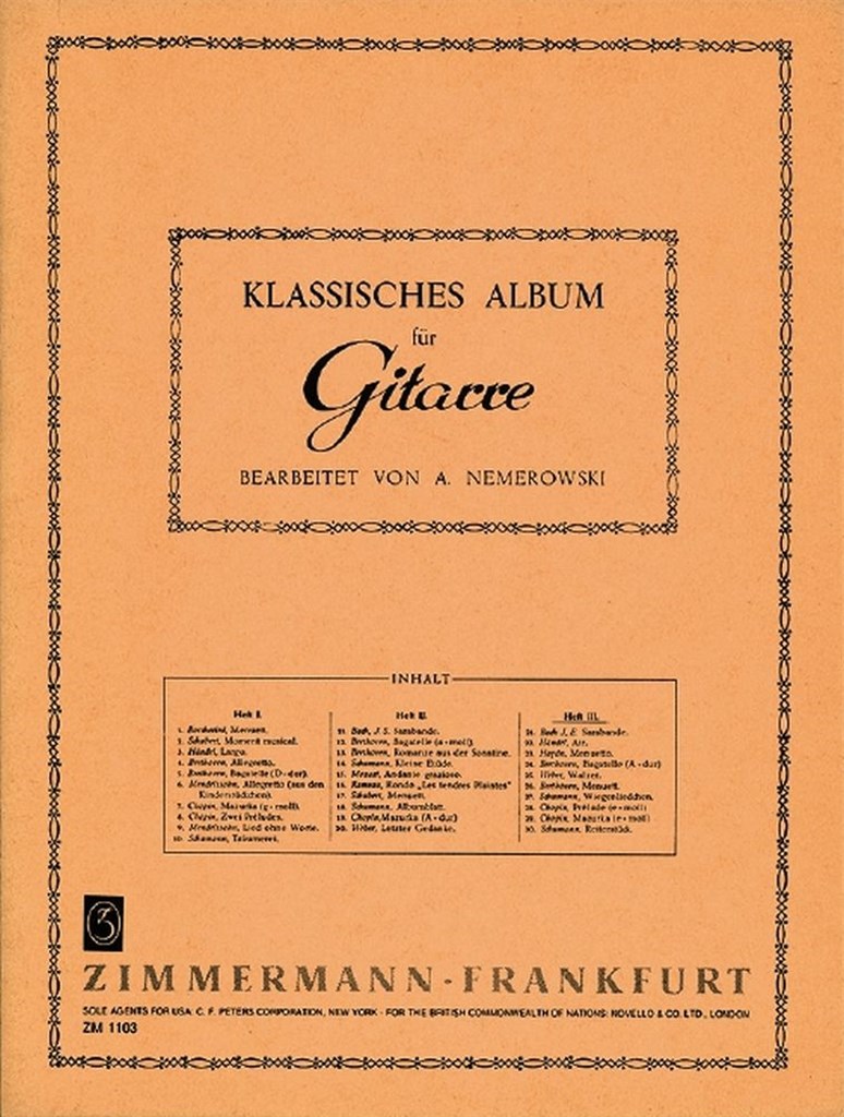 Album Classique Pour Guitare Solo. Cahier #2