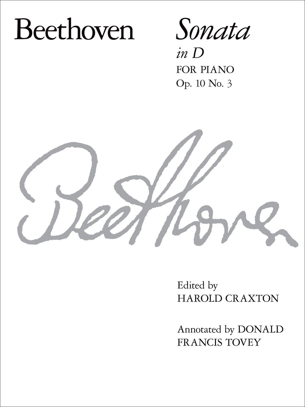 Ludwig van Beethoven: Sonata In D For Piano Op.10 No.3: Piano: Instrumental Work