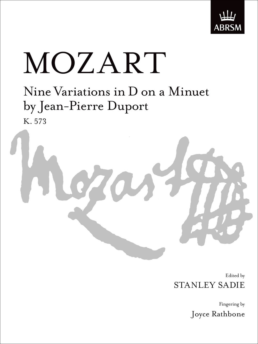 Wolfgang Amadeus Mozart: Nine Variations in D on a Minuet by J-P Duport: Piano