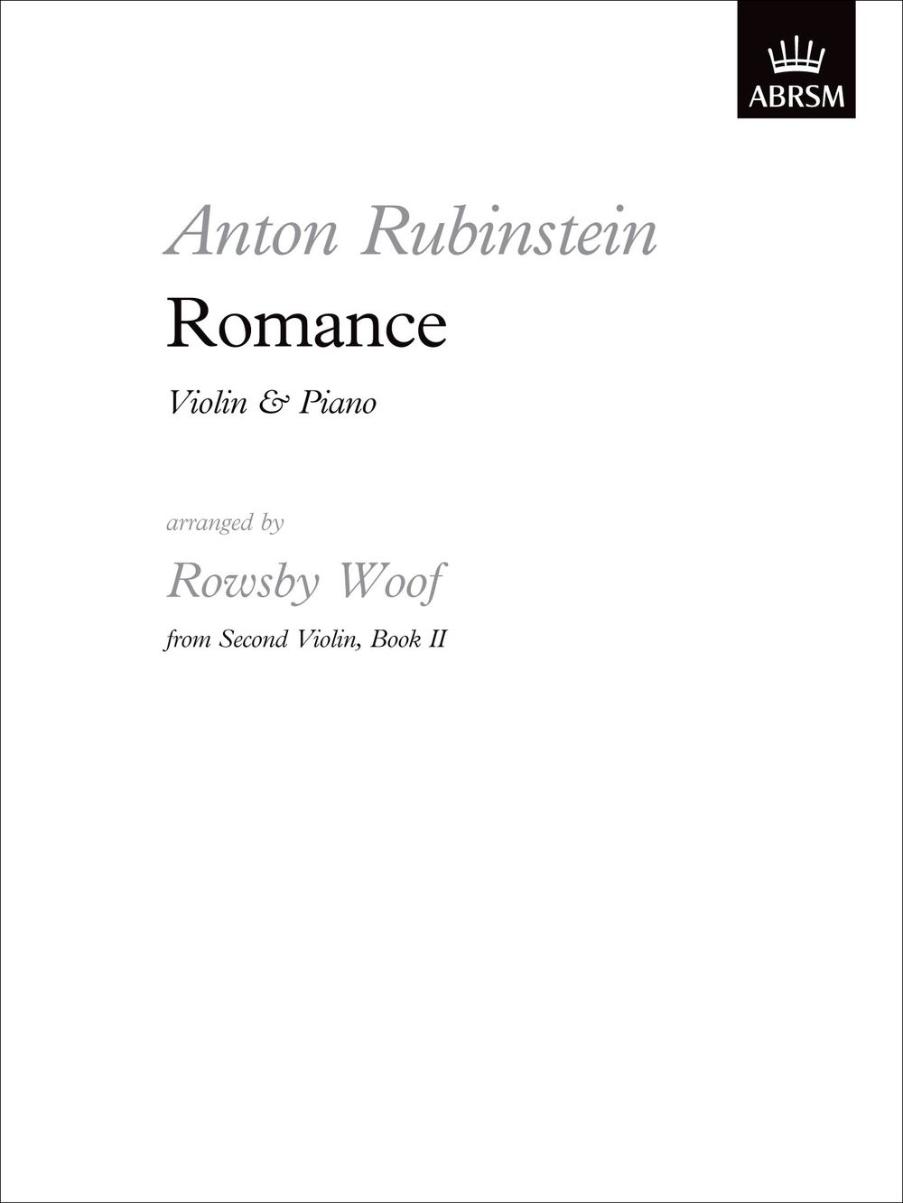 Rubinstein: Romance: Violin: Instrumental Work