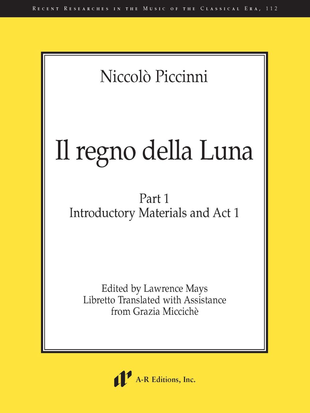 Niccolo Piccinni: Il Regno della Luna Part 1: Reference