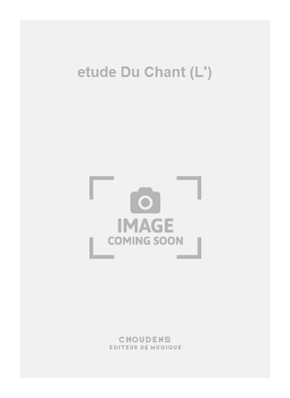 Mansion: etude Du Chant (L')