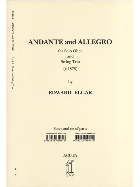 Edward Elgar: Andante & Allegro - Oboe/String Trio: Oboe: Score and Parts