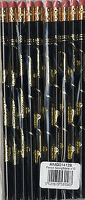 Pencil Saxophone Black and Gold - Pack of 10: Stationery