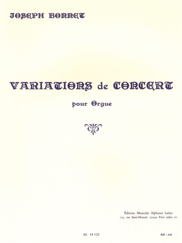 Bonnet: Variations De Concert: Organ: Instrumental Work