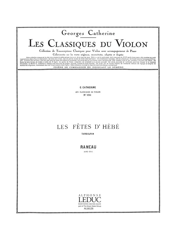 Jean-Philippe Rameau: Jean-Philippe Rameau: Tambourin: Violin: Score