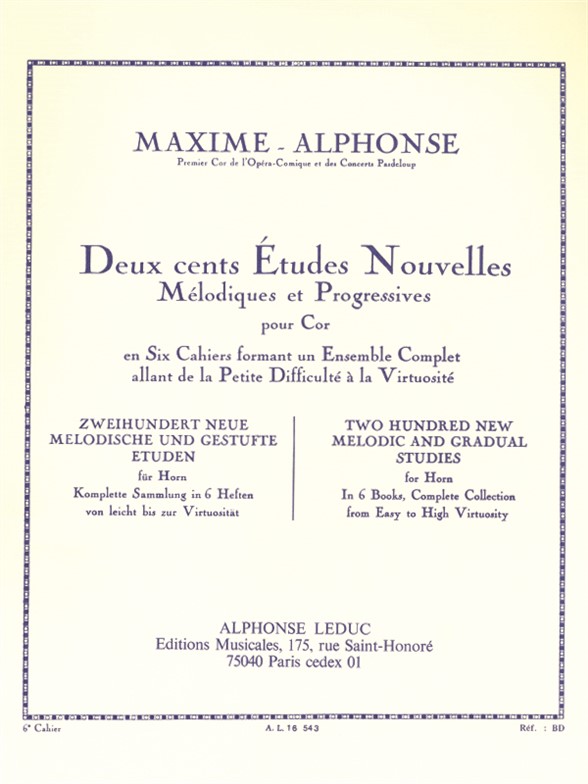 200 Études Nouvelles Mélodiques et Progressives 6: French Horn: Study