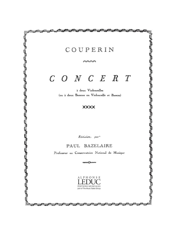 François Couperin: Concert in G major: Cello Duet: Score