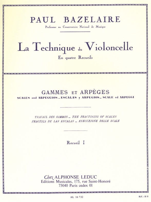 Paul Bazelaire: Cello Method - Scales And Arpeggios  Volume 1: Cello: