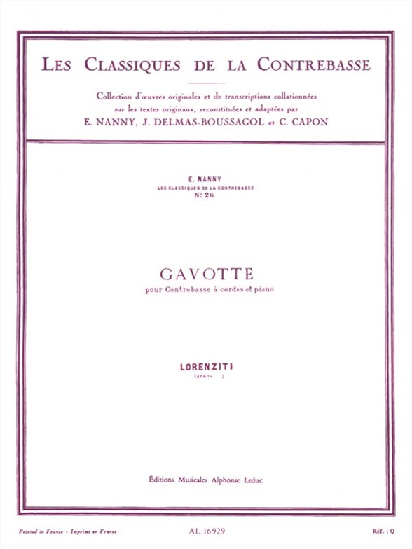 Joseph-Antoine Lorenziti: Gavotte: Double Bass: Instrumental Work