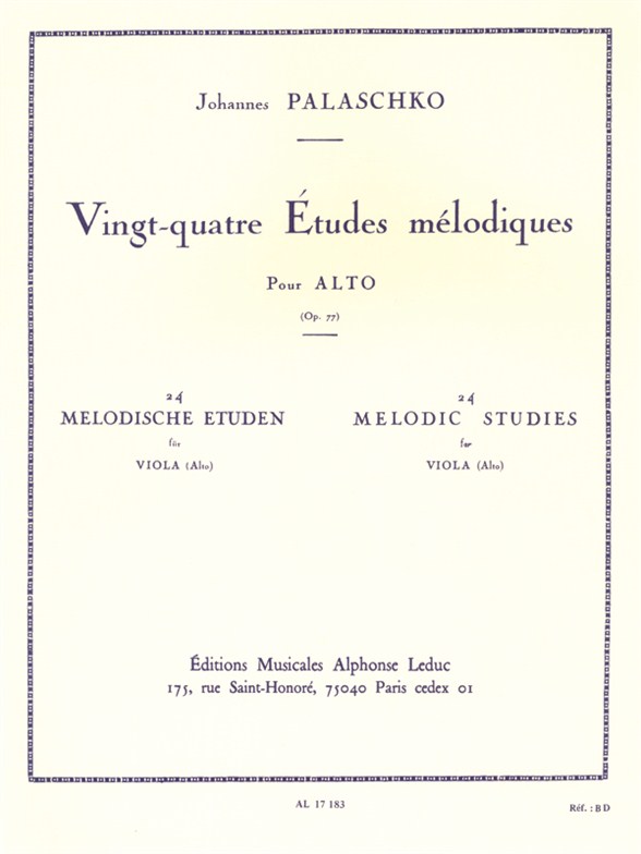 Johannes Palaschko: 24 Etudes Melodique Opus 77: Viola: Study