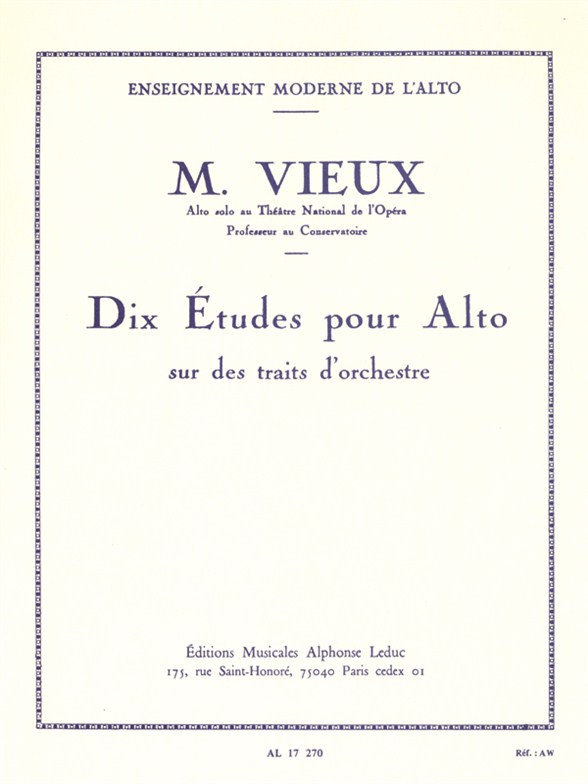 Maurice Vieux: Marcel Vieux: 10 Studies For Viola: Viola: Study