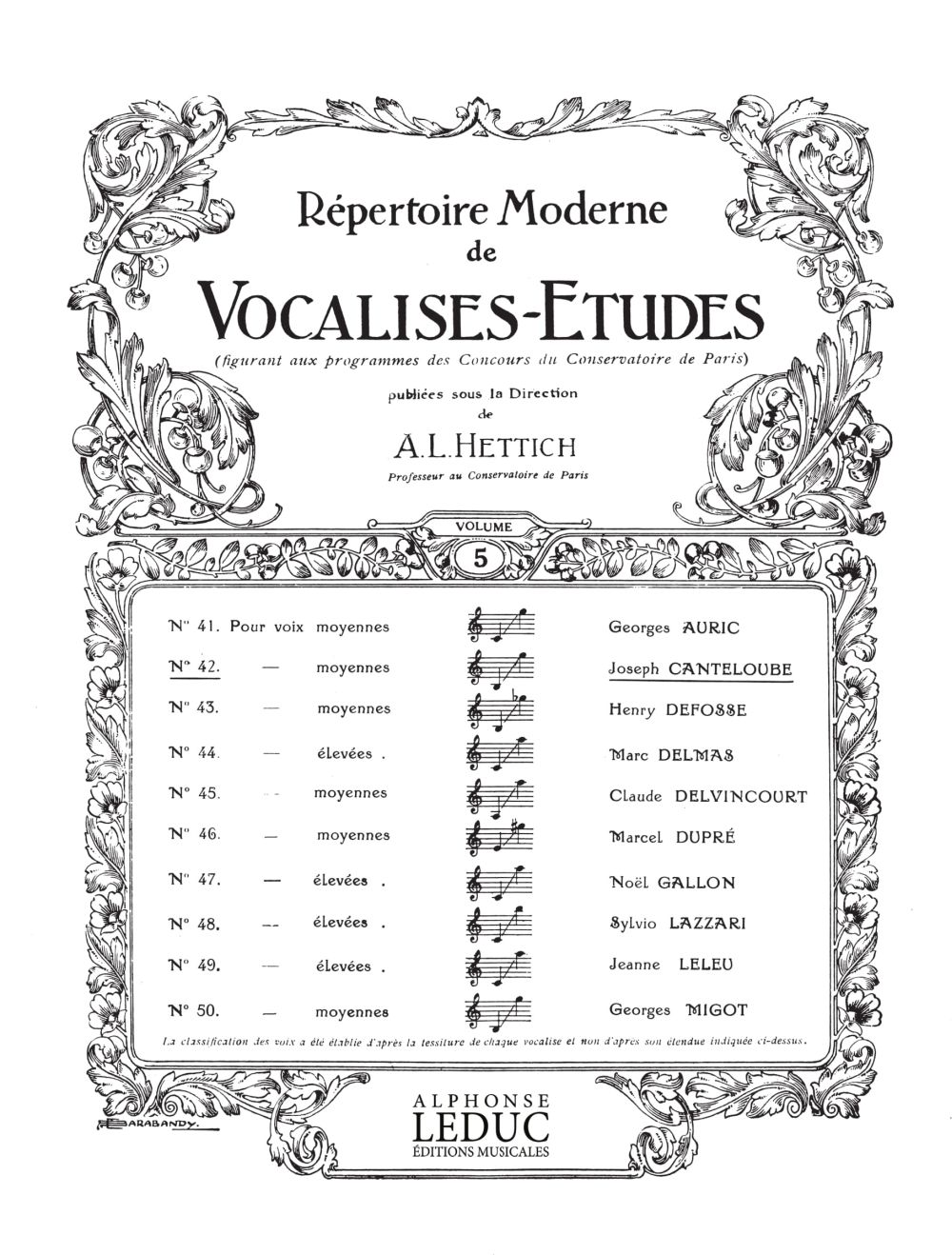 Joseph Canteloube: Vocalise Etude N0042