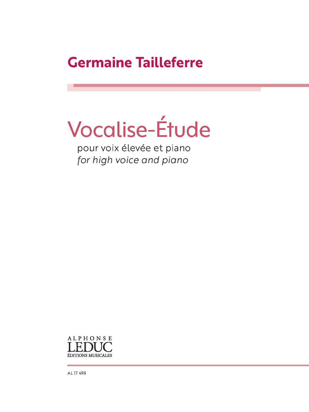 Germaine Tailleferre: Vocalise Etude: Vocal Work