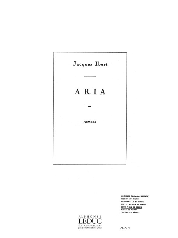 Jacques Ibert: Aria: Voice: Instrumental Work