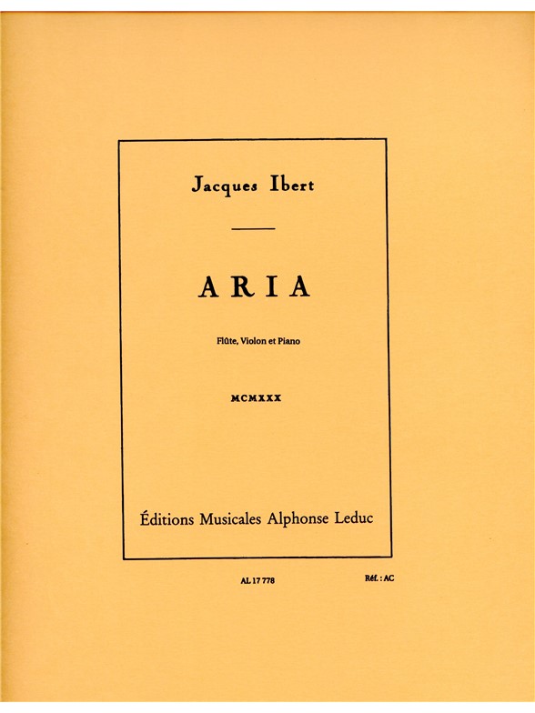 Jacques Ibert: Aria: Flute: Score and Parts