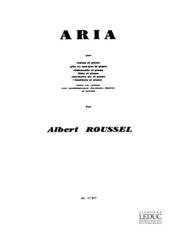 Albert Roussel: Aria Pour Hautbois Et Piano: Oboe: Instrumental Work
