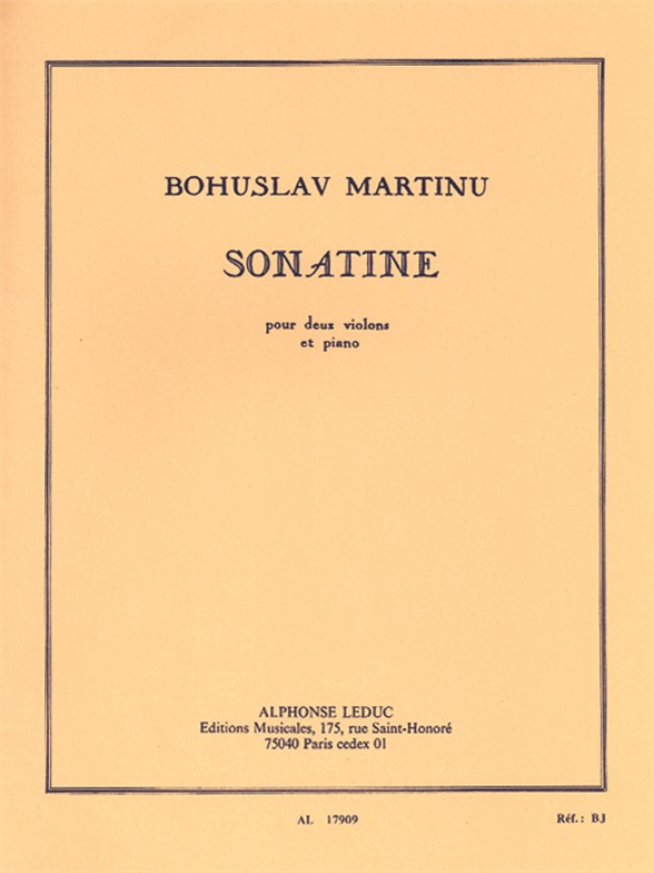 Bohuslav Martinu: Sonatine For Two Violins And Piano H198: Violin: Parts
