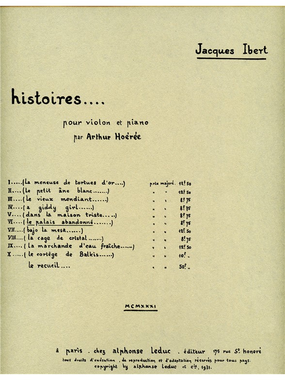 Jacques Ibert: Le Palais abandonn: Violin: Score
