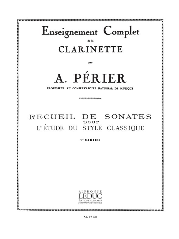 Recueil de Sonates Vol.1: Clarinet: Score