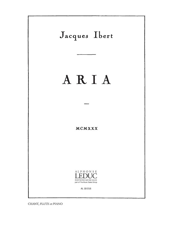 Jacques Ibert: Aria  Vocalise-Etude: Voice: Score
