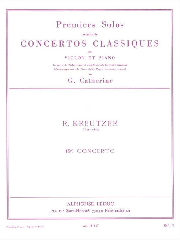 Kreutzer: Premiers Solos Concertos Classiques: Violin: Instrumental Work
